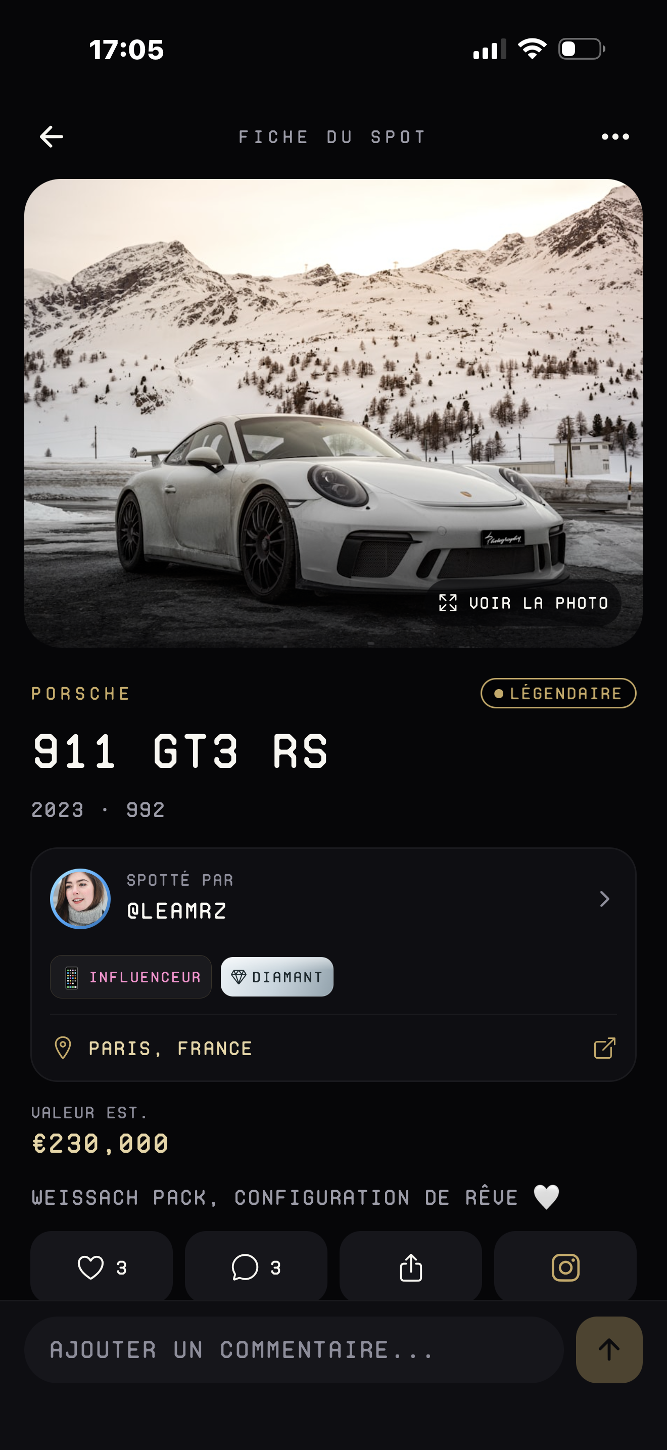 Aperçu illustratif d’un spot Porsche dans WESPOT